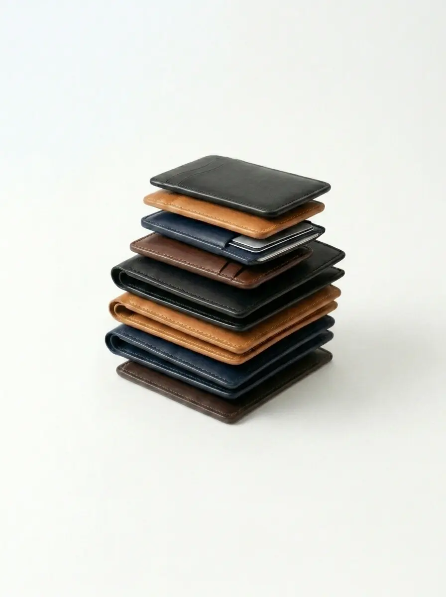 Premium leather wallets and RFID card holders customized for corporate branding.