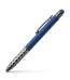 Blue 2-in-1 promotional stylus pen featuring a metallic diamond-patterned grip and a black pocket clip.